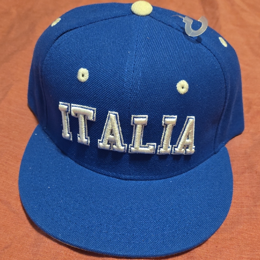 Italina Cap - Blue with White Embroidery